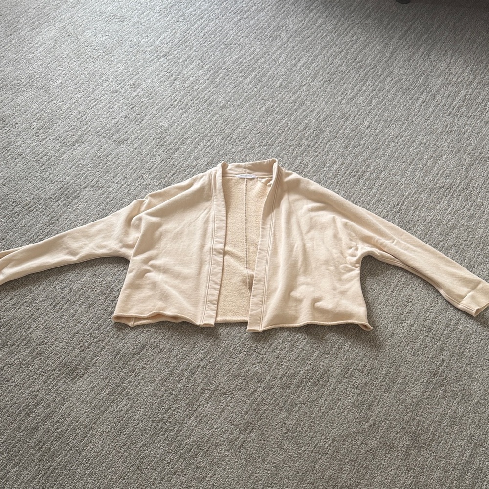 perfectwhitetee Cream Cropped Open-Front Cardigan Jacket